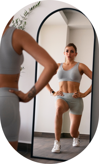 Person looking in mirror